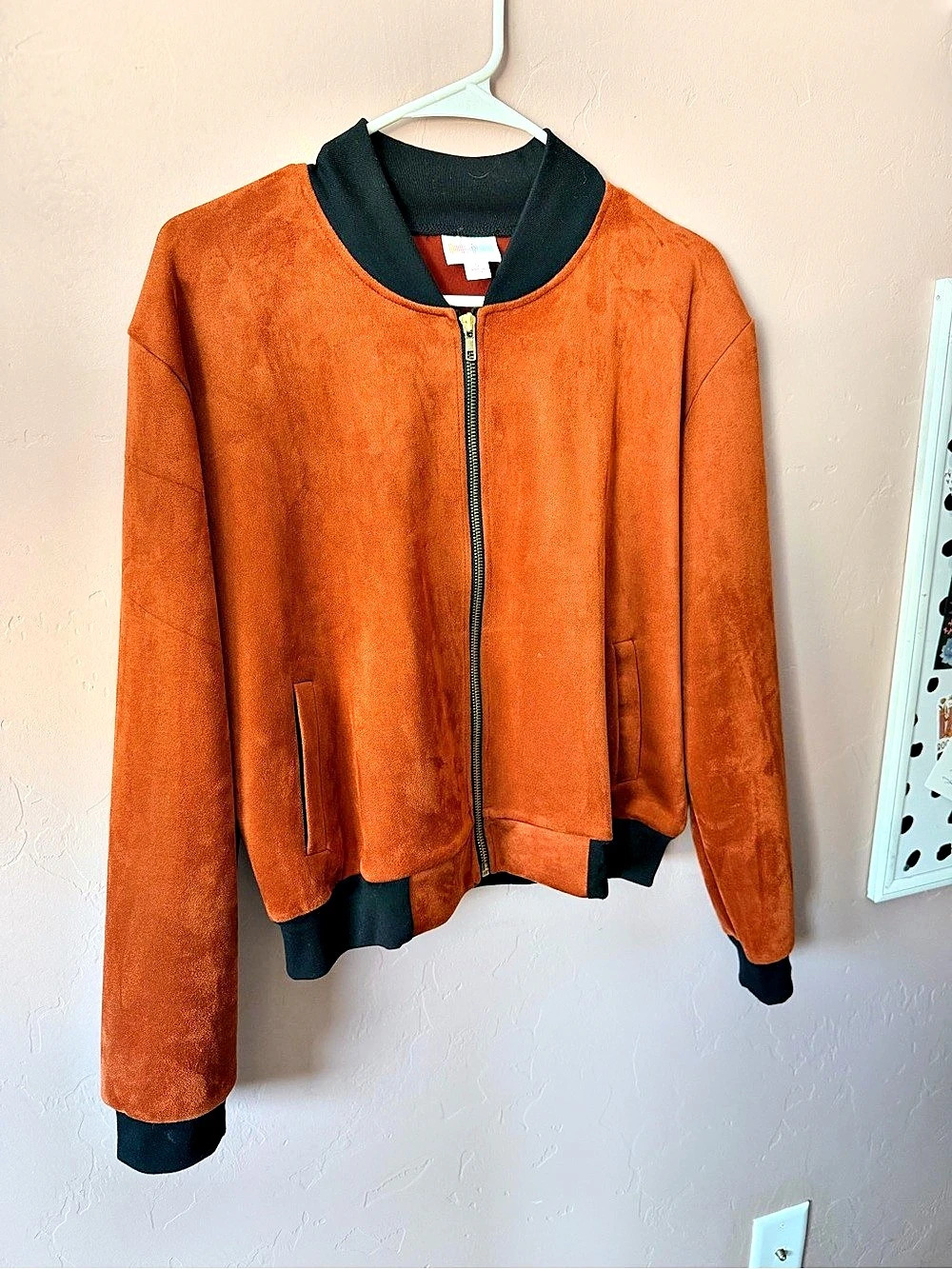 LuLaRoe Stevie Bomber Jacket Orange & Black Small